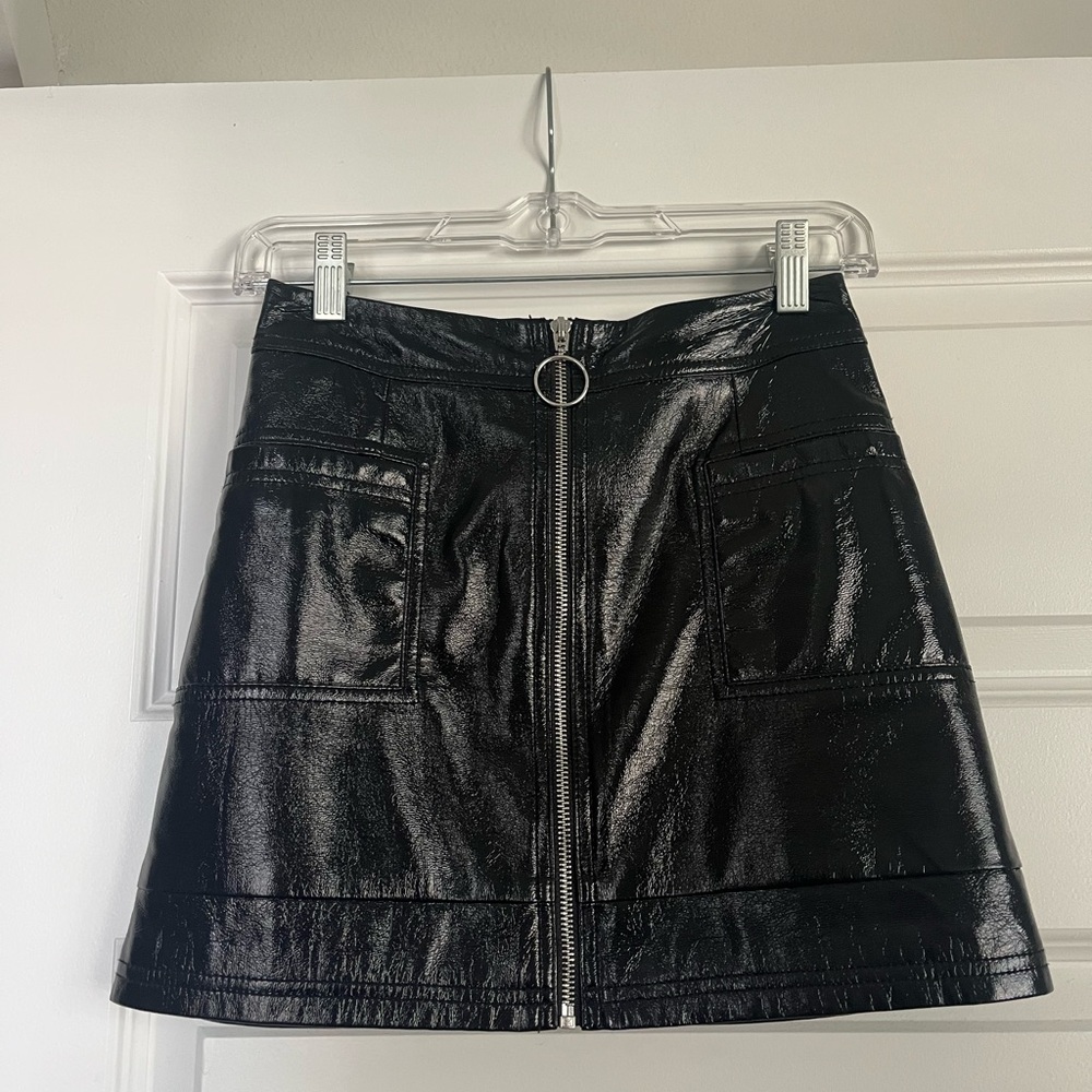 Topshop Black Patent Leather Mini Skirt